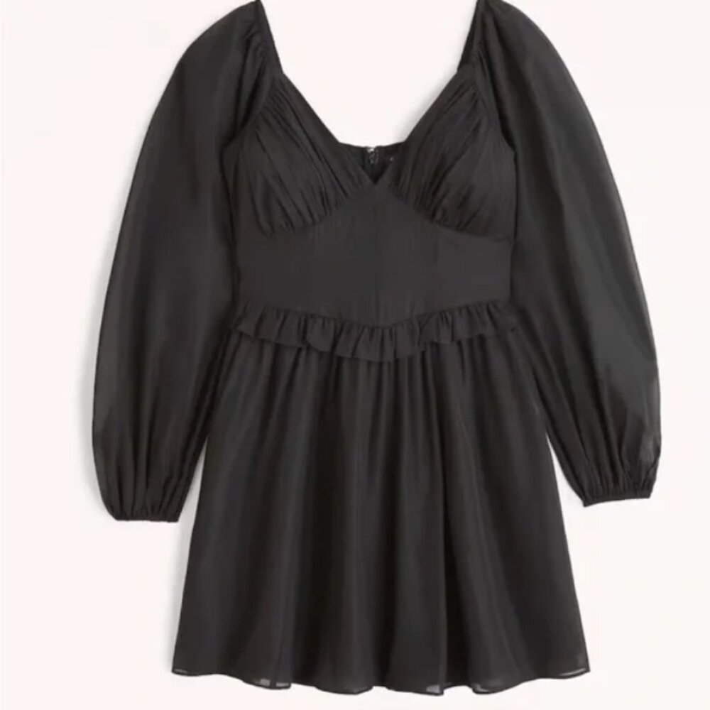 Abercrombie & Fitch Black long sheer sleeve mini dress‎ M